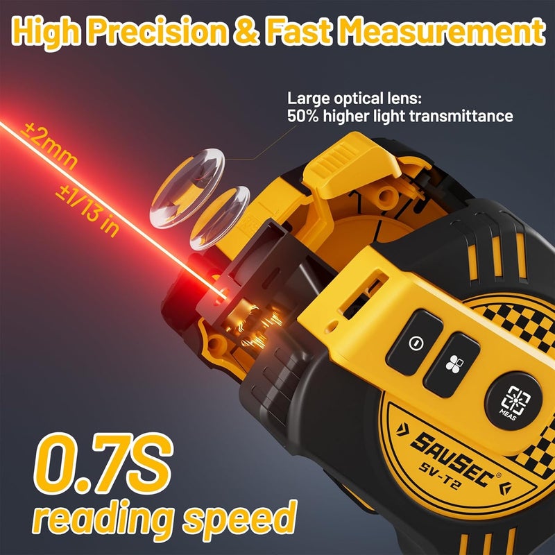 SAVSEC 262Ft Laser Tape Measure, 2 in 1 Laser Measuring Tool & 16ft Self-Locking Measuring Tape, Digital Laser Distance Meter with Pythagorean, Area, Volume Measure & Ft/Ft+in/in/M Unit(80M) - Image 3